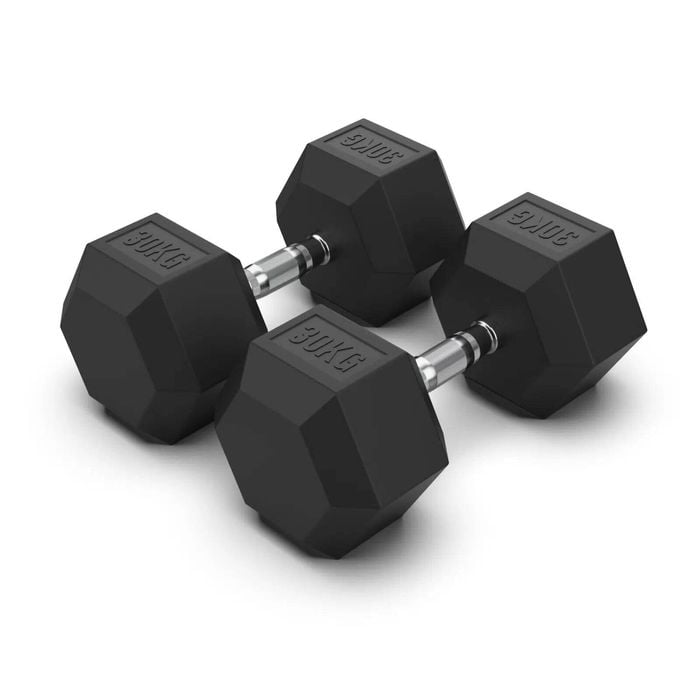 Brixx 30kg Rubber Hex Dumbbells (sold In Pairs)