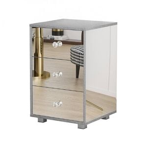 Advwin Mirrored Bedside Table 3 Drawers Mirror Side Table Nightstand Storage Caninet