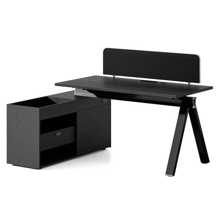 Modern Furniture Dolan Executive Workstation 1.4mx1.6mx.075m Left - Black