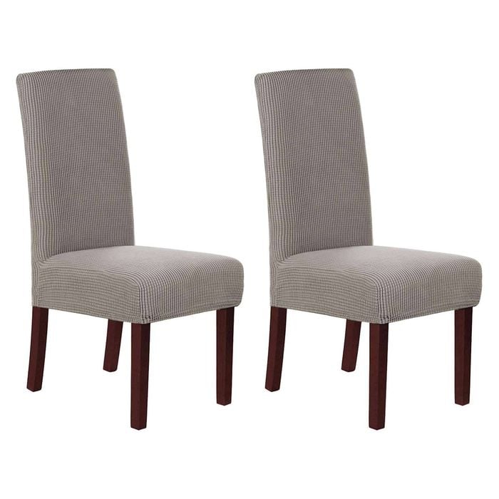Smarcute Jacquard Stretch Removable Dining Chair Cover Set Of 2 Taupe