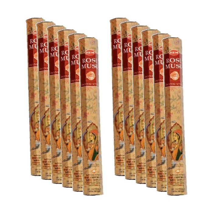 12PK HEM Home Fragrance Scented Smelling Incense Sticks Packet Set Rose Musk