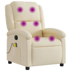 vidaXL Massage Recliner Chair Reclining Armchair Single Sofa Cream Fabric