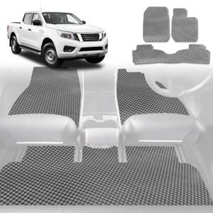 6D Diamond Car Floor Mats for Nissan Navara Dual Cab (DX/D22 STR)1997-2018-Full Set-Grey-Outback GT