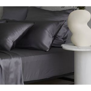 Bedding Co. Fitted Sheet 100% Mulberry Silk 20 Momme Dark Grey Double
