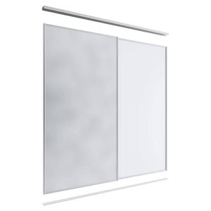 Lugna 2400 x 1801-2400mm Clear Anodised 1 Mirror 1 Melamine Wardrobe Double Sliding Doors