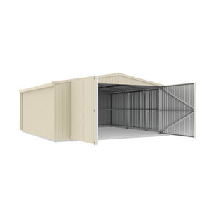 Absco Structures 5.64mW x 5.49mD x 2.64mH Classic Cream Double Barn Door Garage
