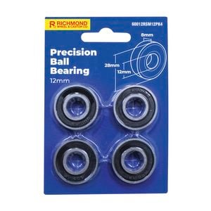 Richmond 28 x 12 x 8mm Rubber Sealed Precision Ball Bearing - Pack of 4