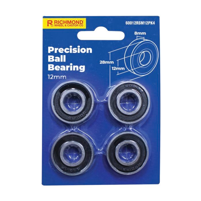 Richmond 28 x 12 x 8mm Rubber Sealed Precision Ball Bearing - Pack of 4