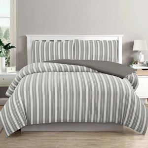 Ardor Cove Charcoal Seersucker Waffle Quilt Cover Set Double