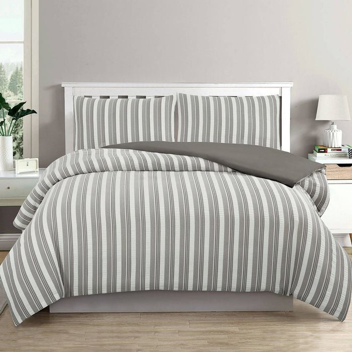 Ardor Cove Charcoal Seersucker Waffle Quilt Cover Set Double