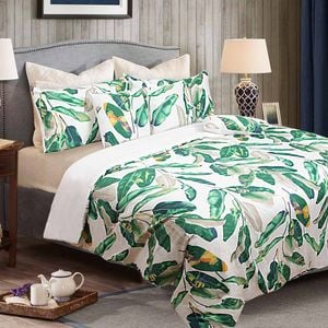 Shangri La 6 Piece Comforter Set Leaves Green Queen