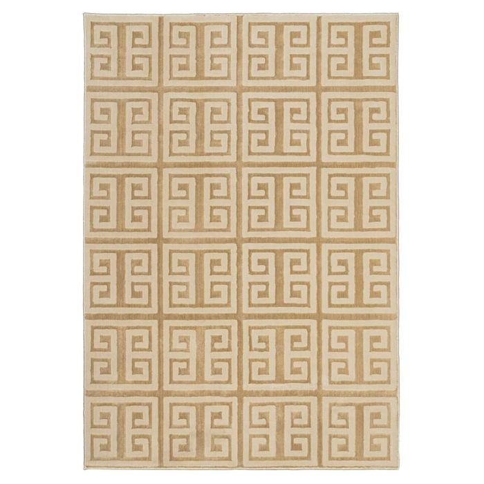 Loopsie-370cm X 280cm-thetis Textured Geometric Beige Washable Rug
