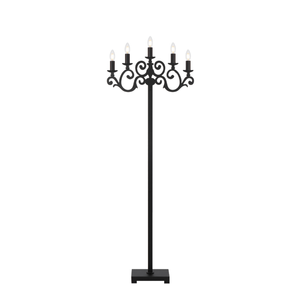 Telbix Emporia Vintage Standing Floor Lamp Light Foot Switch Metal Black Textured