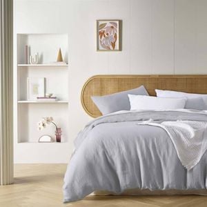 Vintage Design Homewares King Light Grey Dove Grey French Linen Quilt Cover Set