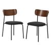 Oikiture 2pcs Dining Chairs Kitchen Chair Padded Lounge Seat Corduroy Black
