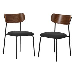 Oikiture 2pcs Dining Chairs Kitchen Chair Padded Lounge Seat Corduroy Black