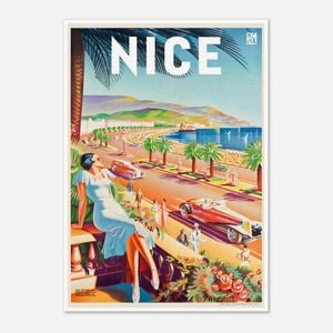 Galrie Charming Vintage Travel Poster of Nice French Riviera Art Print Home Décor, Poster Only, A1 60 x 84cm (23 x 33inch)