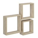 Flexi Storage Decorative Shelving Oak Wall Cubes - 3 Set