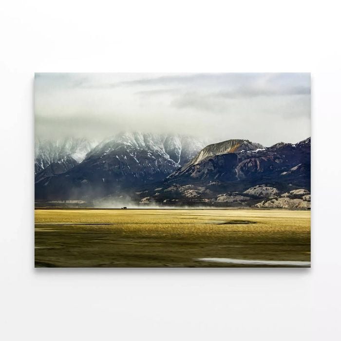 Field with Mountains, Clouds  Print 100% Australian Made 120 x 90cm  (Stretched)