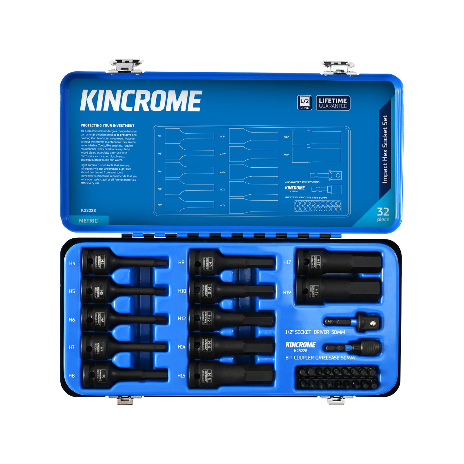 Kincrome 32 Piece 1 2 Drive Metric Hex Impact Socket Set Bunnings Australia