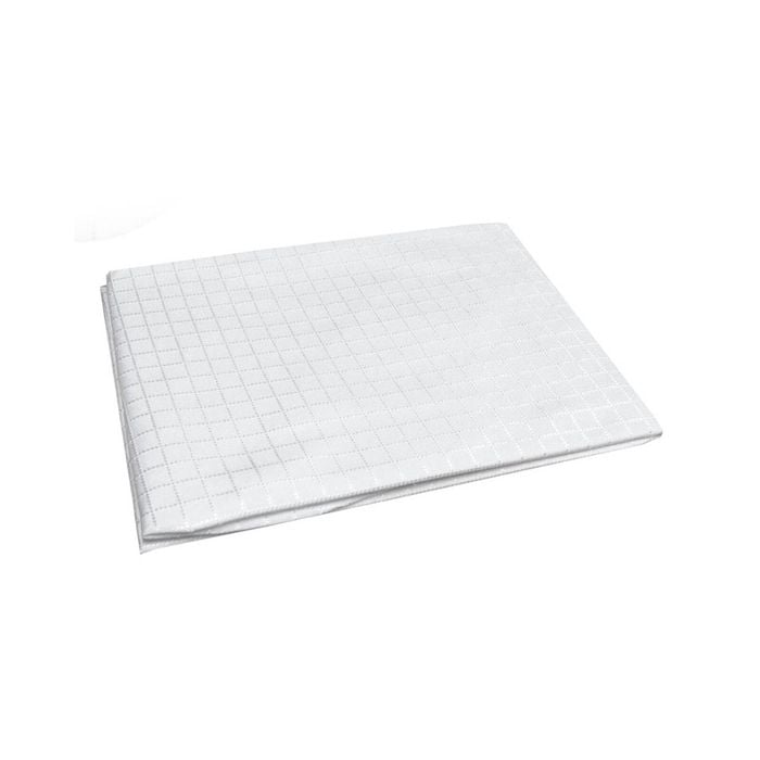 Damask Jacquard Polyester Tablecloth 180cm Round Small Check White