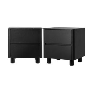 Oikiture 2x Bedside Table 2 Drawers Storage Cabinet Nightstand Side Table Black