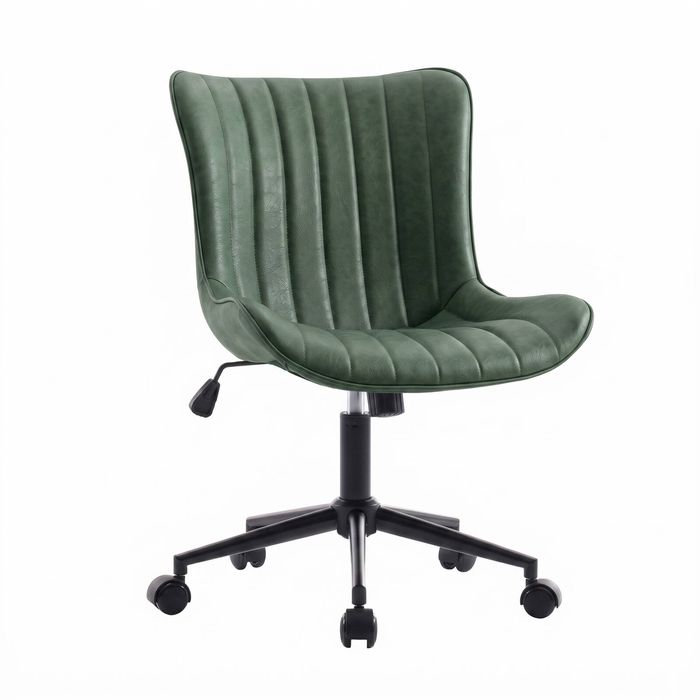 Familand Office Chair Desk Chairs Faux Leather With Rocking Function & 360°swivel In Green