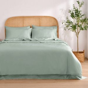 Dreamaker 1500TC Cotton Rich Sateen Quilt Cover Set Sage Queen Bed