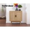 Homfur Boho Rattan Sideboard Cabinet With Shelves, Natural Finish For Kitchen Dining Living Room