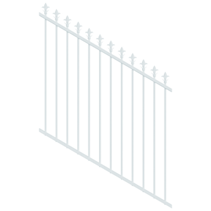 ProtectorAl 0350-1200W x 1200H Pearl White Spear Top Pool Fence Panel Raked 16-30º
