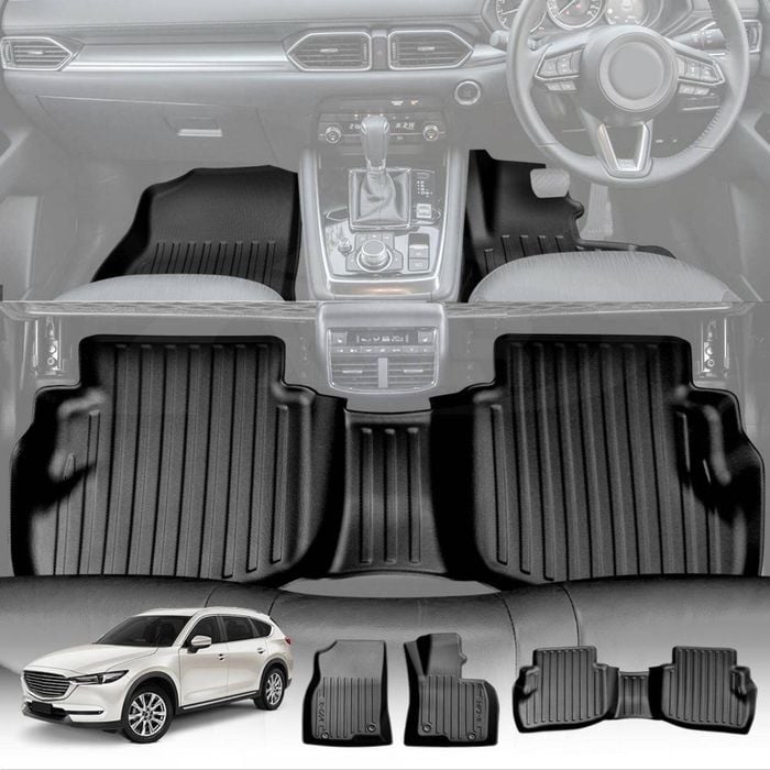 3D All-Weather TPE Floor Mats for Mazda CX-8 CX8 2018-2024 Customized Floor Liners Full Set Carpet