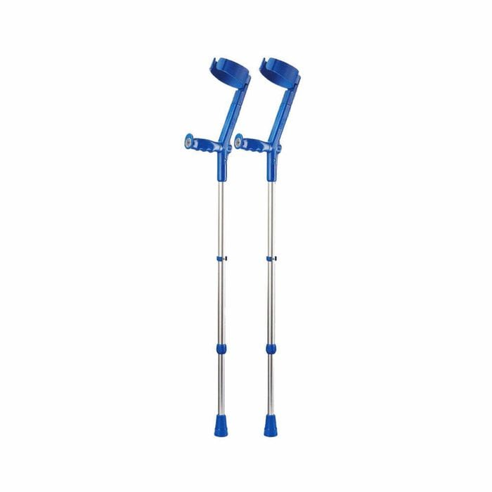 Forearm Crutches with Safety Cuff & Hinge - Adjustable Mobility Aid - Blue