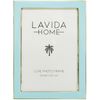 Enamel Iron Glass Luxe 5x7" Photo Frame Picture Display Home Decor Aqua/Gold