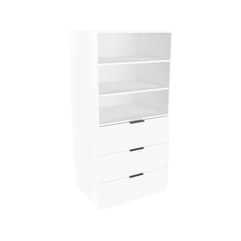 Lugna 1536 x 750 x 580mm White 2 Adjustable Shelf 3 Drawer Storage Cabinet