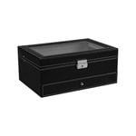12 Slot PU Leather Lockable Watch and Jewelry Storage Boxes (Black)