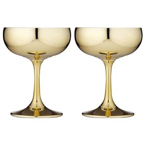 Tempa Aurora 2 Piece Coupe Glass Set 220ml   9.5X9.5X12.5cm   - Gold
