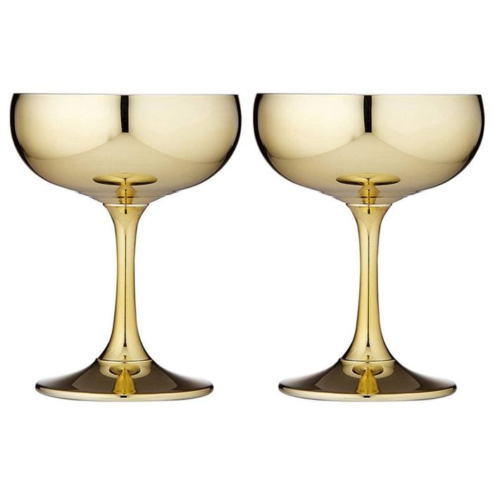 Tempa Aurora 2 Piece Coupe Glass Set 220ml   9.5X9.5X12.5cm   - Gold