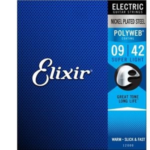Elixir #12000 Electric Guitar Strings Poly Steel 9-42 Super Light