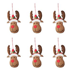 6PK Urban Reindeer Heads Hanging Christmas Decoration 15cm Brown Assorted