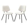 Oikiture 2x Dining Chair Vintage Retro Sherpa Kitchen Padded Lounge White