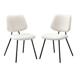 Oikiture 2x Dining Chair Vintage Retro Sherpa Kitchen Padded Lounge White
