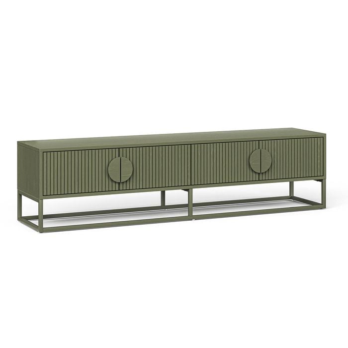 Braxton 180cm Olive Green Ripple Slatted TV Entertainment Unit