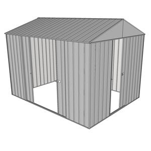 Build-a-Shed 2.3 x 3.0 x 2.3m Front Gable Single Sliding and Double Sliding Door Shed - Zinc