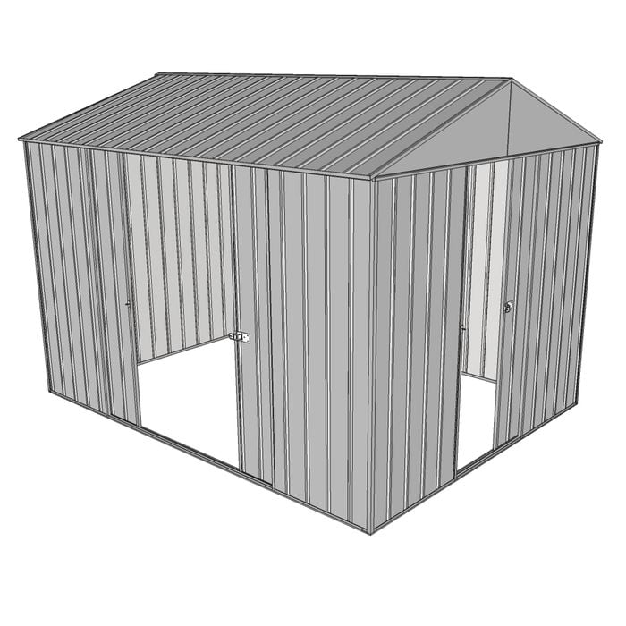 Build-a-Shed 2.3 x 3.0 x 2.3m Front Gable Single Sliding and Double Sliding Door Shed - Zinc