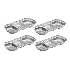 SOGA 20.5cm Silver Divided Sauce Pan – 3 Compartments