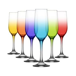LAV Fame Glass Champagne Flutes - 215ml - Full Colour - Pack of 6