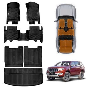 3D Floor Mats Boot Liners for Ford Everest SUV 2015-2022 All Weather Heavy Duty Cargo Luggage