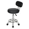 Levede Salon Stool with Backrest Rolling Chair Wheels PU Leather Black
