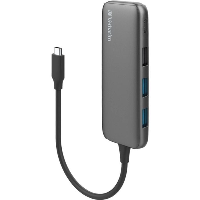 Verbatim Usb Hub - Usb 3.1 (gen 1) Type C - External - Grey - 4 Total Usb Port(s) - 1 Usb 2.0 Port(s) - 2 Usb 3.1 Port(s)