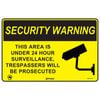 Pinnacle 300 x 200mm Metal Security Warning 24 Hour Surveillance Sign